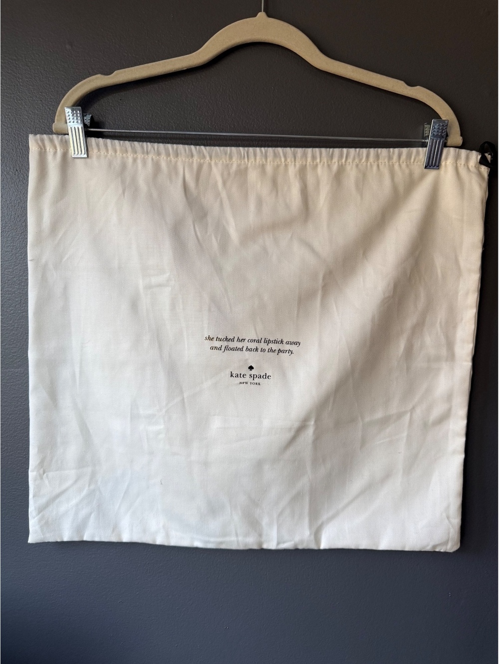 Kate Spade New York Large White Dust Bag with Drawstring Closure